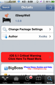 iSleepWell Cydia's Application download